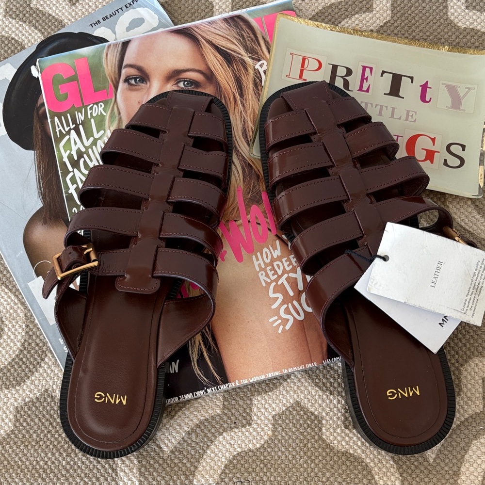 Mango MNG Fisherman brown leather sandal; size EUR 38; US 7.5; NWT - Picture 4 of 9